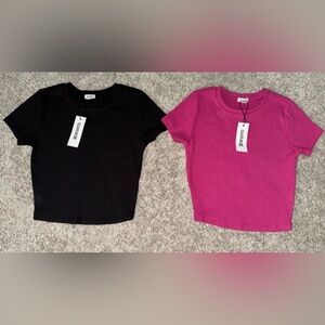 NWT Garage Ribbed Crop Top Bundle | Black & Magenta Fuchsia